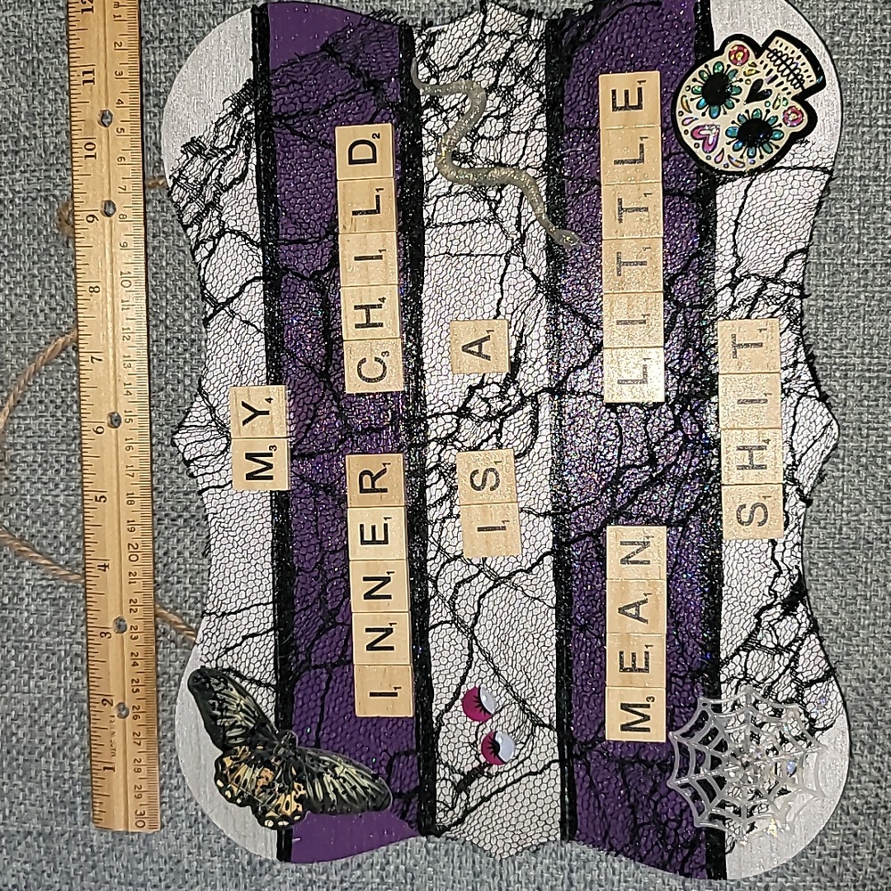 Sarcastic Snarky Plaque - "My Inner Child Is A Mean Little Shit"